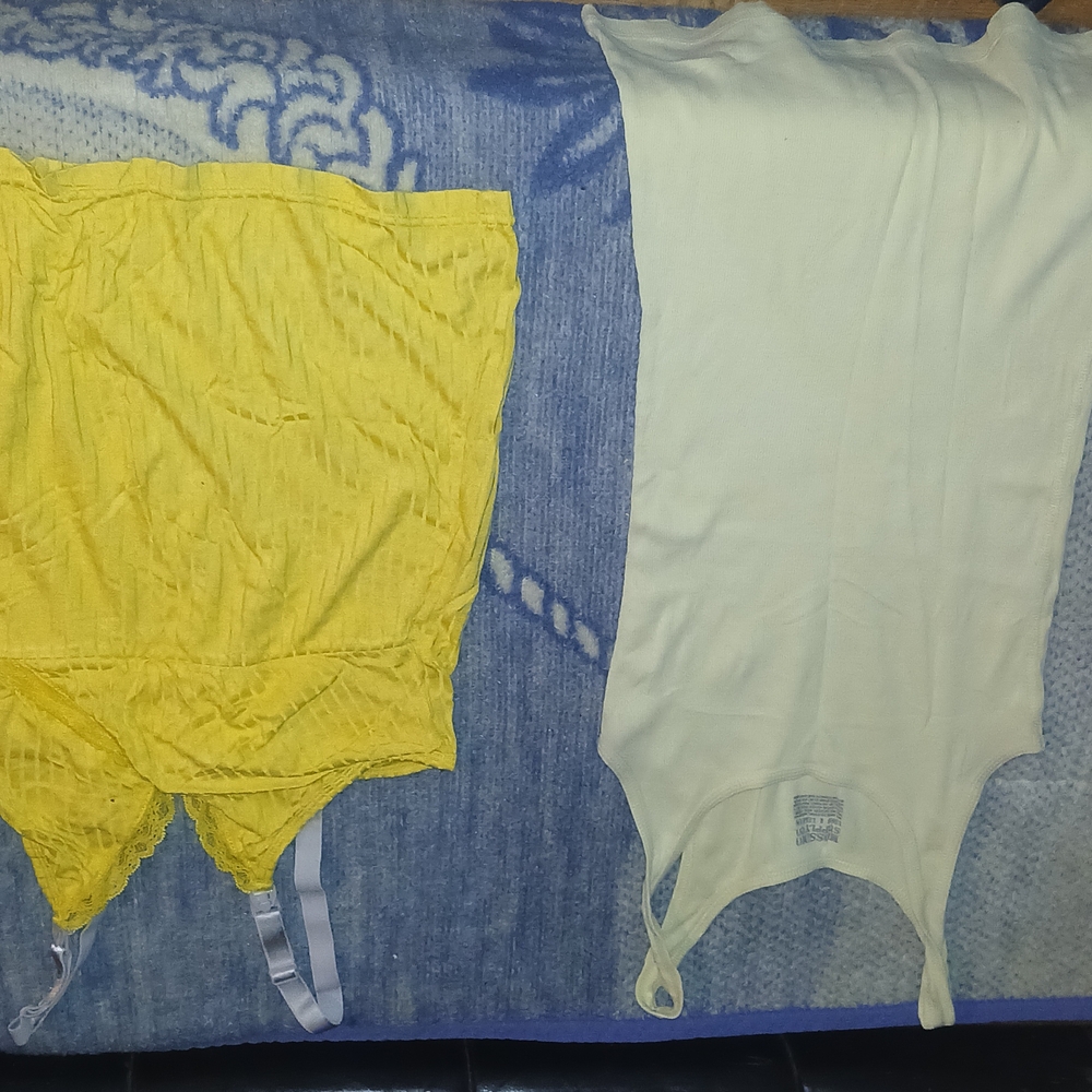 Yellow and Cream Women's Tank Tops